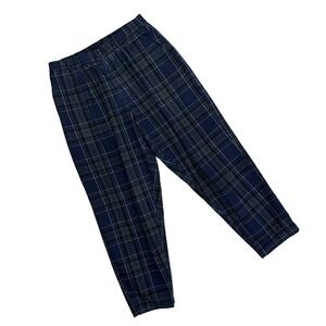 Universal Works Flannel Pants Elastic Waist Men 32 Blue Plaid Relaxed Stater